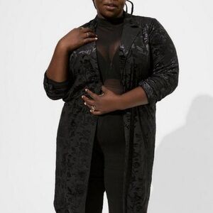 Torrid Elegant Black Floral Long Coat